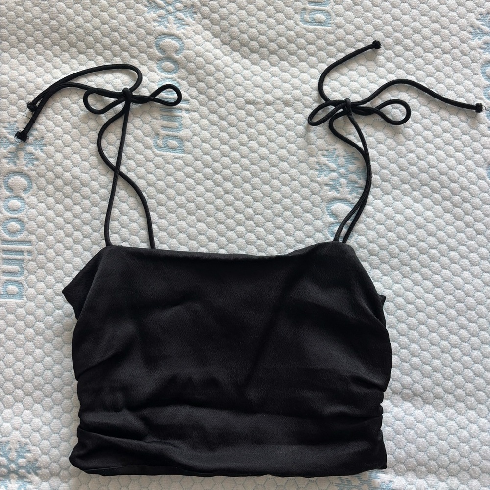Zara Black Crop Top with Tie Straps